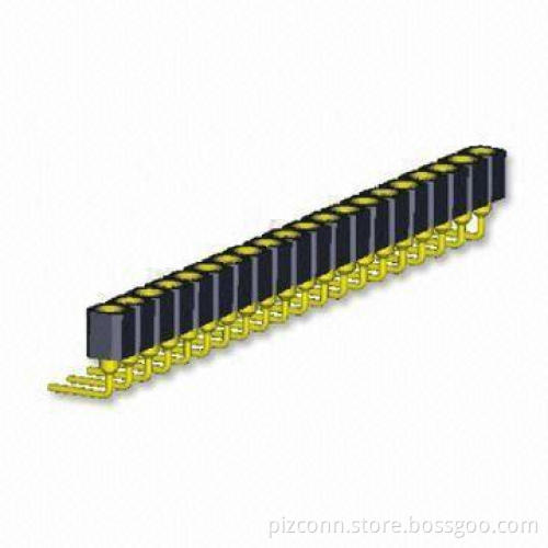 2.54mm Pitch SIP IC Socket with PCB Connector, Right Angle Type, and Beryllium Copper Clip